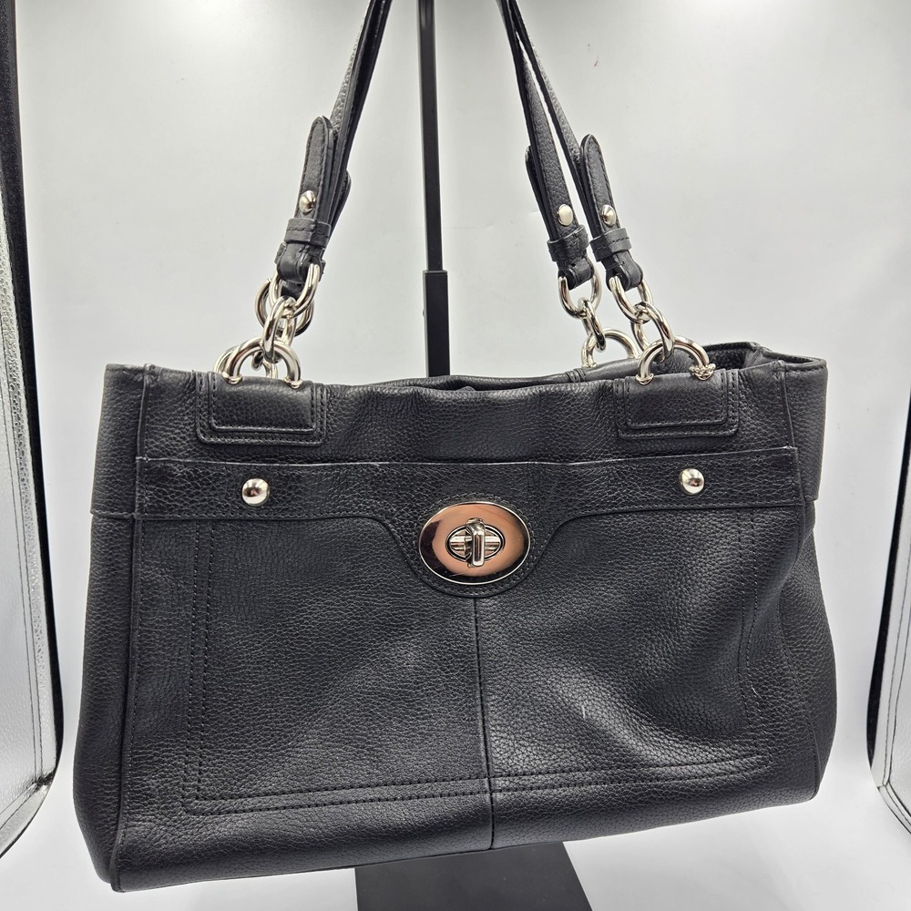 Coach Penelope F16531 Pebbled Leather Carryall Black Purse Bag VTG Y2K‎ Satin
